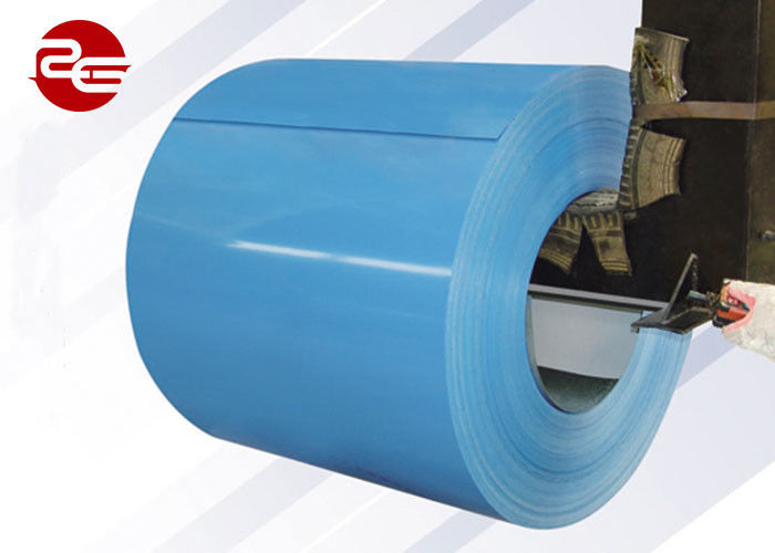 Colour Coated Steel Coils With CRC Material , Blue PPGI Color Coated Sheets